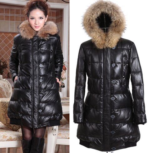 Women latest arrivals solid genuine leather down coat sheepskin ultralarge real natural fur ladies medium-long outerwear WC1411