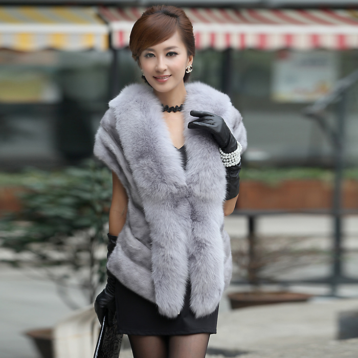 Women love 2012 mink full leather cape fox fur cape