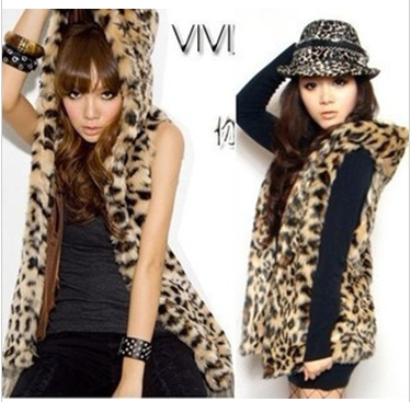 women narrow autumn and winter fashion all-match leopard print cap wool top fur overcoat outerwear