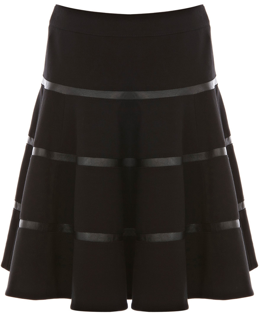 Women new elegant flare and the leather Ponte roma full skirt SP077