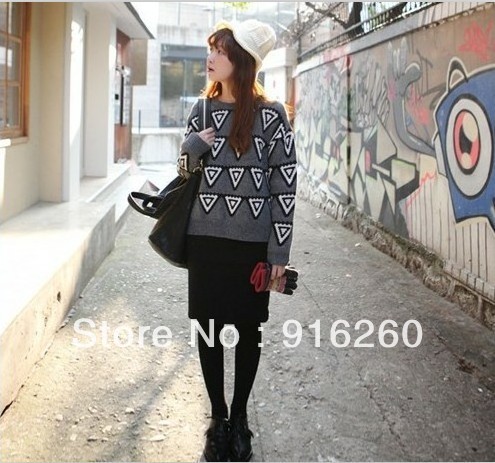 Women New Korean version of the 2013 spring tide Slim wild retro personality geometric print sweater casual dress for women