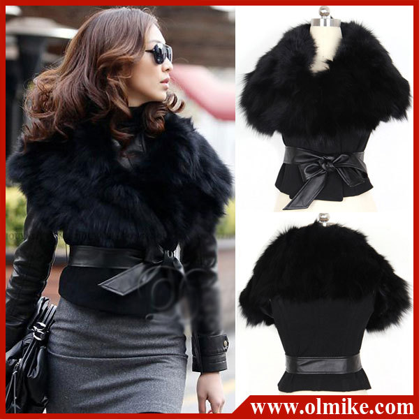 WOMEN new Spring and winter fur leather belt short fur vest coat WA024