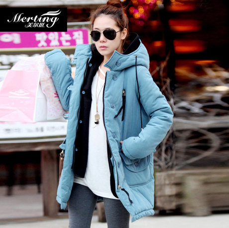 Women outerwear cotton-padded jacket medium-long wadded jacket winter thick cotton-padded jacket thickening outerwear