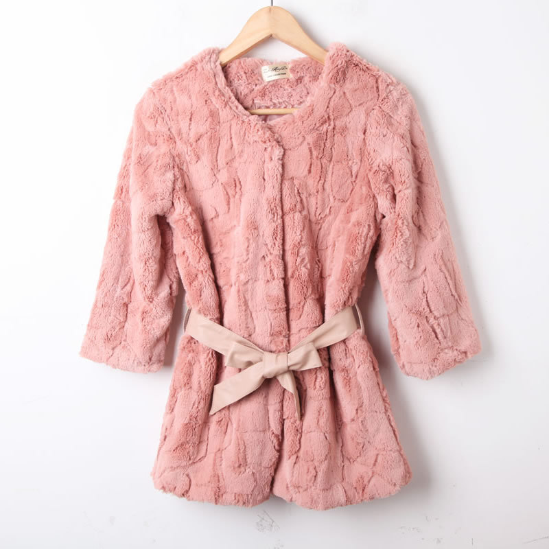 Women outerwear plush overcoat thickening medium-long fur coat candy color