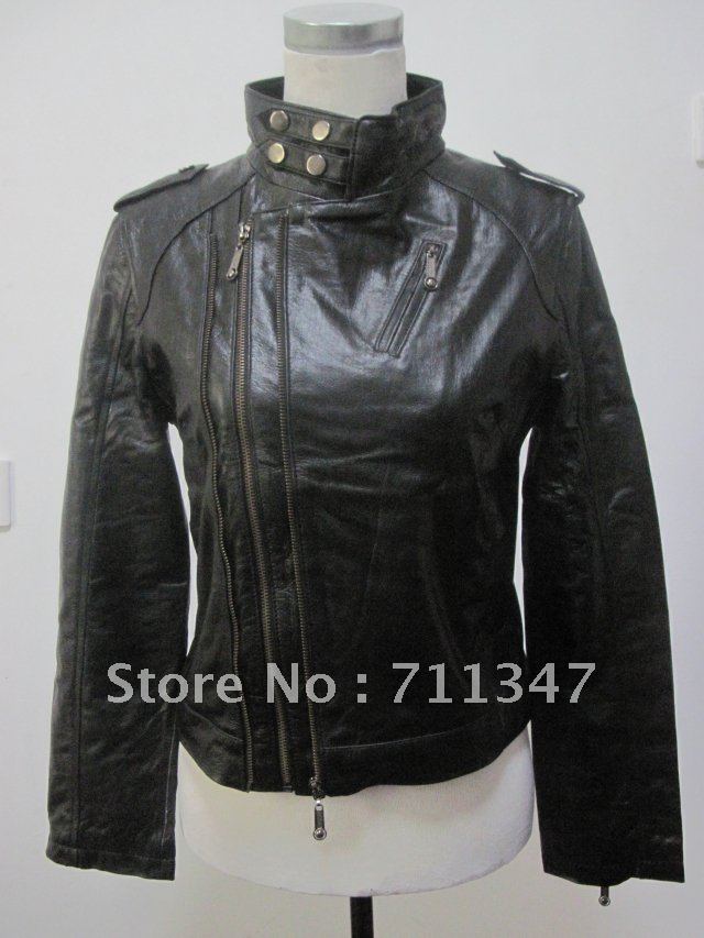 women's 2012 100% genuine goatskin leather jacket  EX-1105