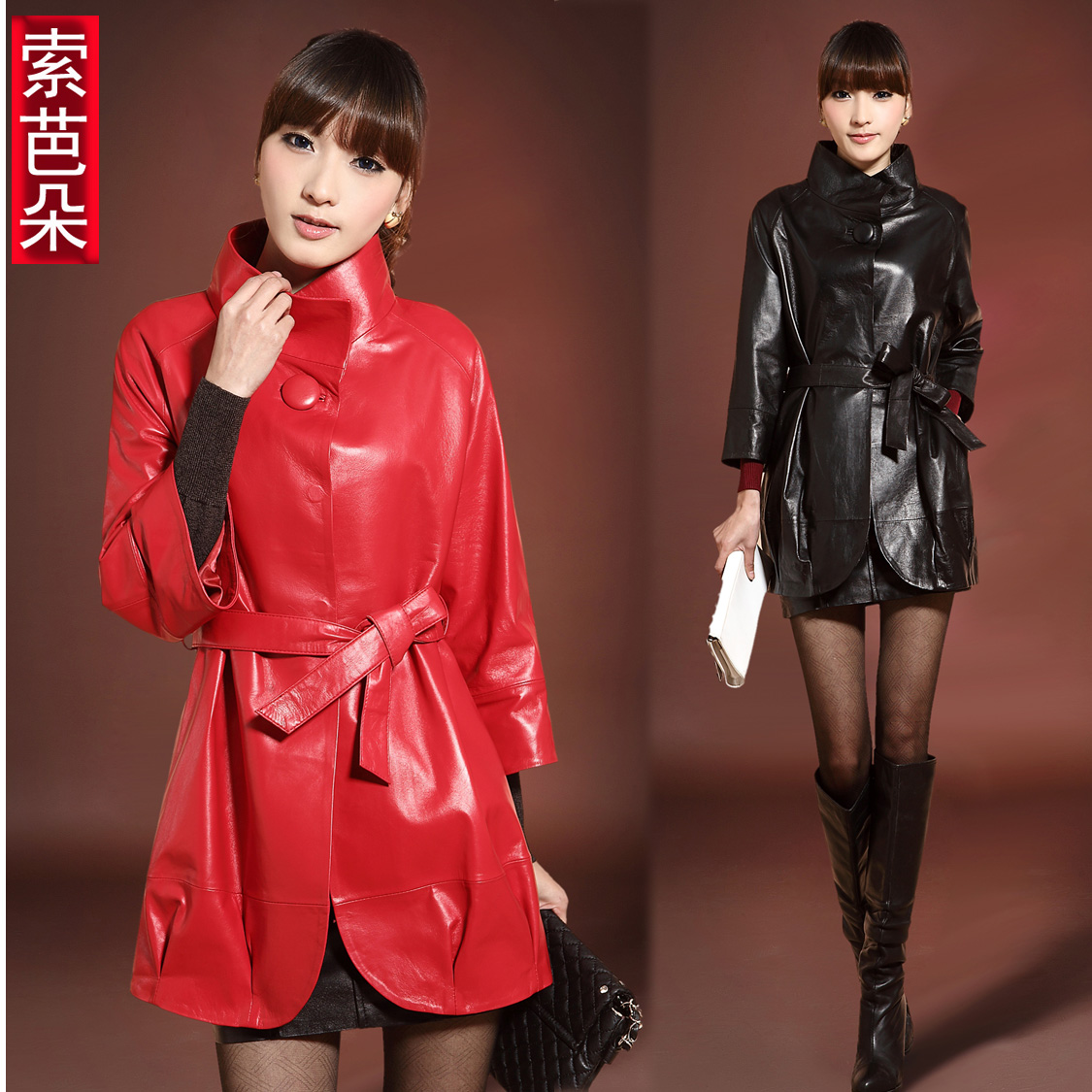 Women's 2012 autumn and winter new arrival medium-long leather clothing sheepskin genuine leather trench p112