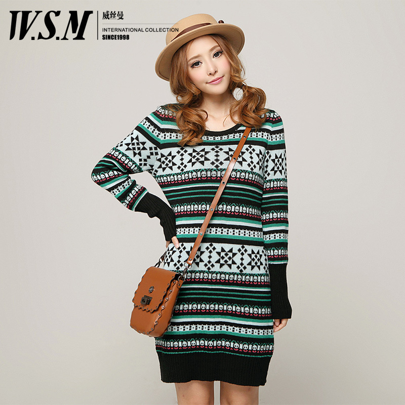 Women's 2012 autumn and winter sweet long-sleeve long sweater basic knitted wool dress knitted pullovers