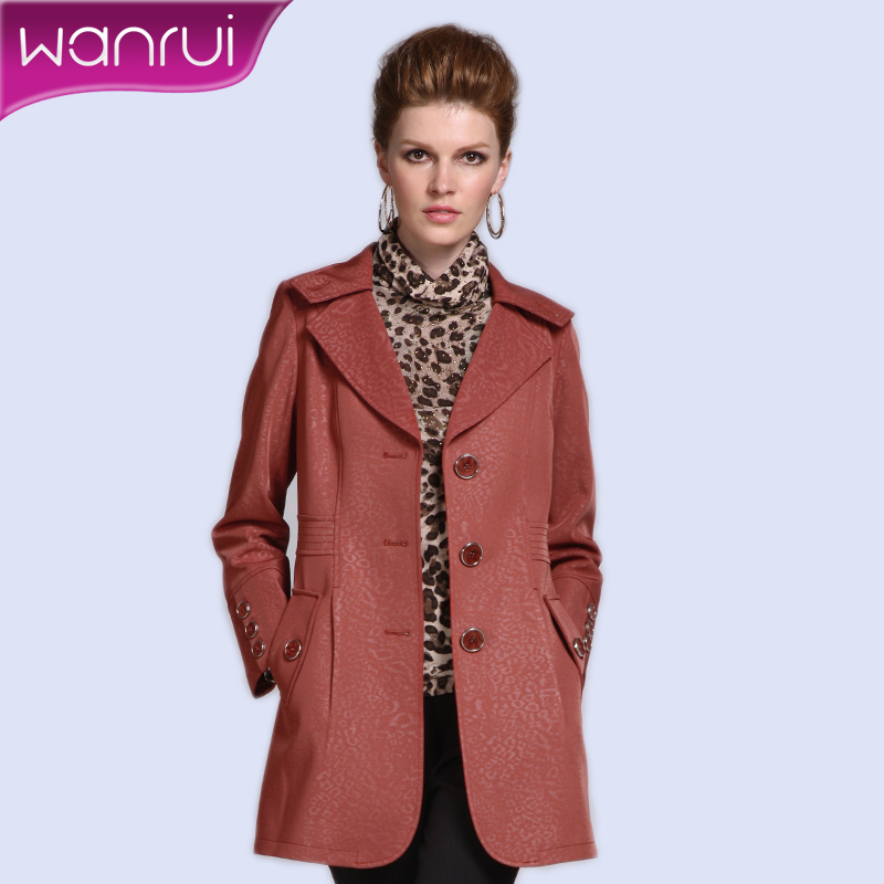 Women's 2012 autumn new arrival turn-down collar single breasted slim leopard print long design trench female plus size 357