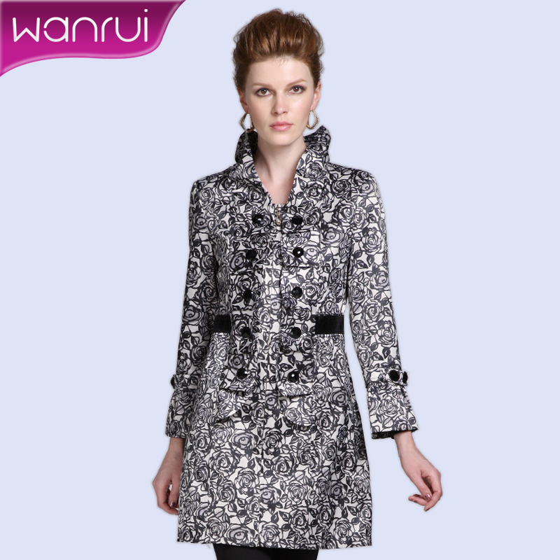 Women's 2012 autumn slim plus size rose long design flare sleeve trench women's 359