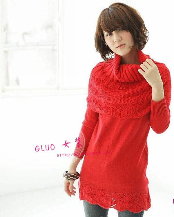 Women's 2012 autumn sweater long design slim one-piece dress basic shirt sweater with big muffler scarf