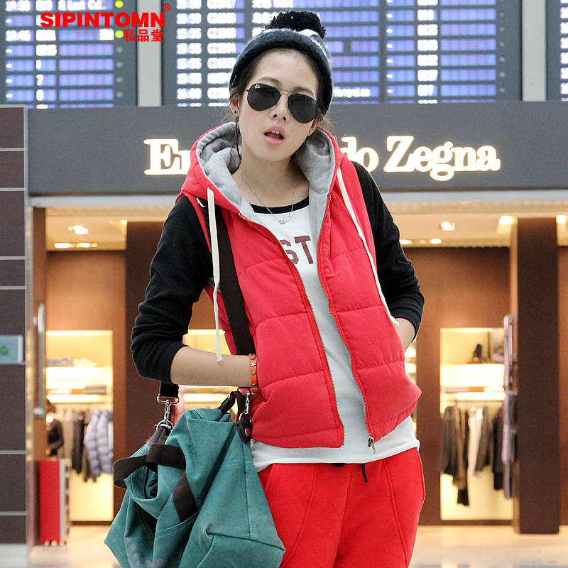 Women's 2012 autumn with a hood vest all-match thickening cotton vest outerwear