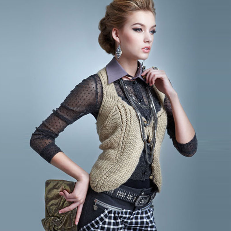 women's 2012 elegant vintage wool thick woven vest 074212104