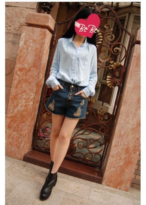 Women's 2012 loose hole high waist denim shorts female autumn and winter shorts jeans