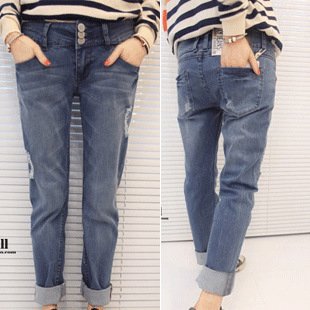 Women's 2012 new arrival autumn personalized roll up hem denim harem pants trousers