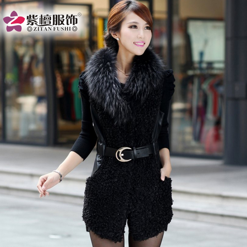 Women's 2012 new arrival high quality winter water washed leather all-match slim vest