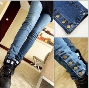 Women's 2012 new arrival spring low-waist slim breasted skinny pants jeans boot cut jeans