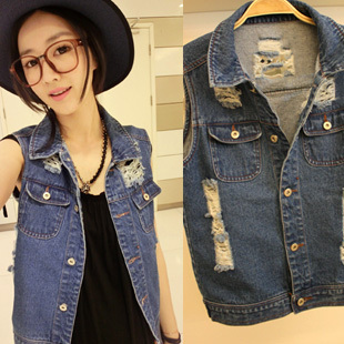 Women's 2012 new arrival summer hole denim vest cardigan summer thin outerwear vest