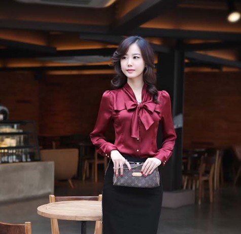 Women's 2012 new spring blouse female-collar with a bow flounced long-sleeved shirt blouses