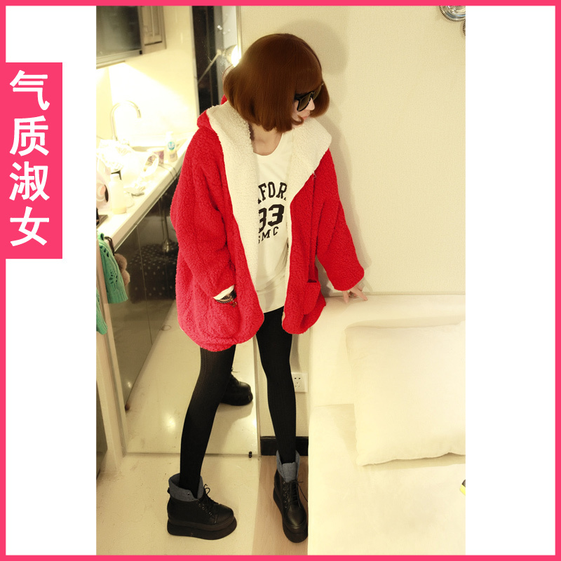 Women's 2012 reversible loose long-sleeve thickening berber fleece outerwear c324 Free Shipping