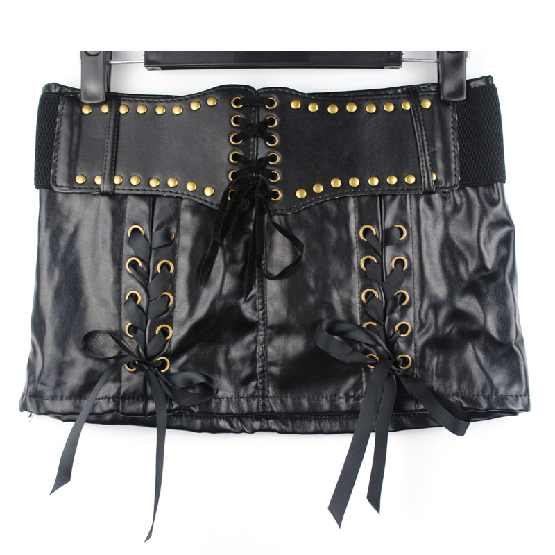 Women's 2012 sexy bands belt sexy leather skirt - 200