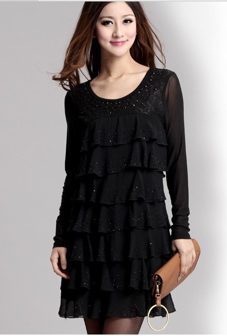 Women's 2012 snow spins, long sleeve, dress, cake b708 skirt        Classical fashion