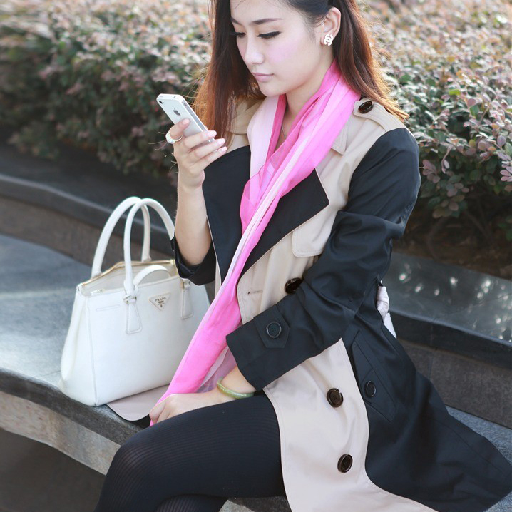 Women's 2012 spring and autumn women's patchwork fashion elegant long design female slim trench outerwear