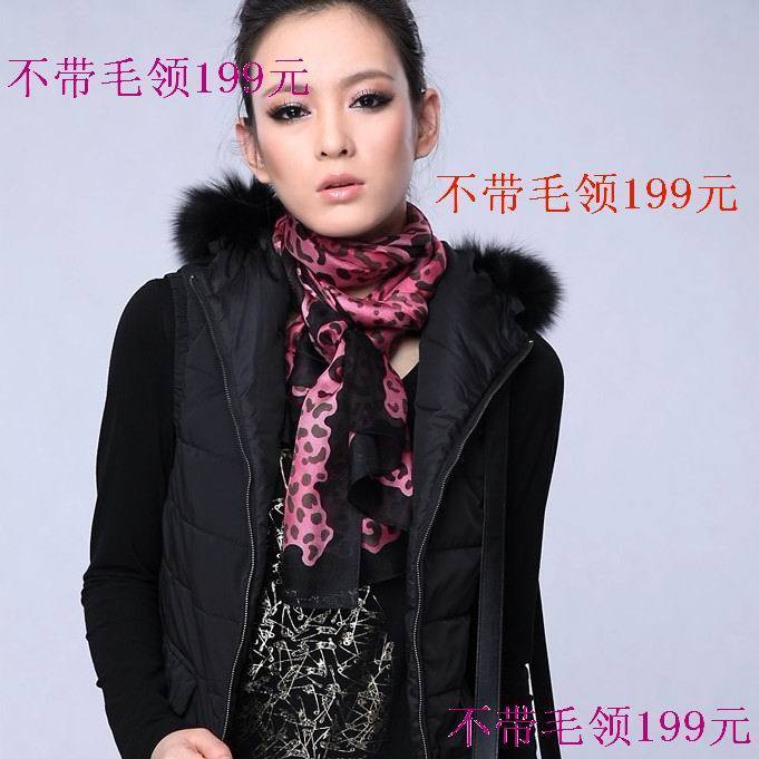 Women's 2012 summer black hooded cotton vest cotton vest large fur collar g40027