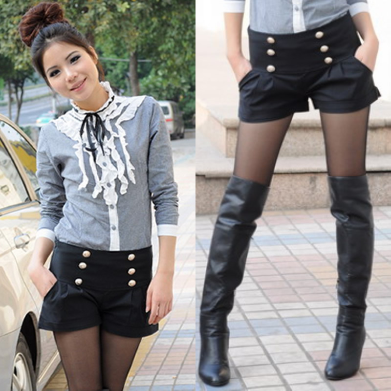 Women's 2012 summer ultra-short trousers summer Black summer gentlewomen single-shorts