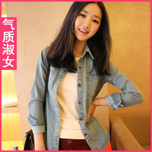 Women's 2012 water wash retro finishing long-sleeve casual slim denim outerwear female short jacket c842