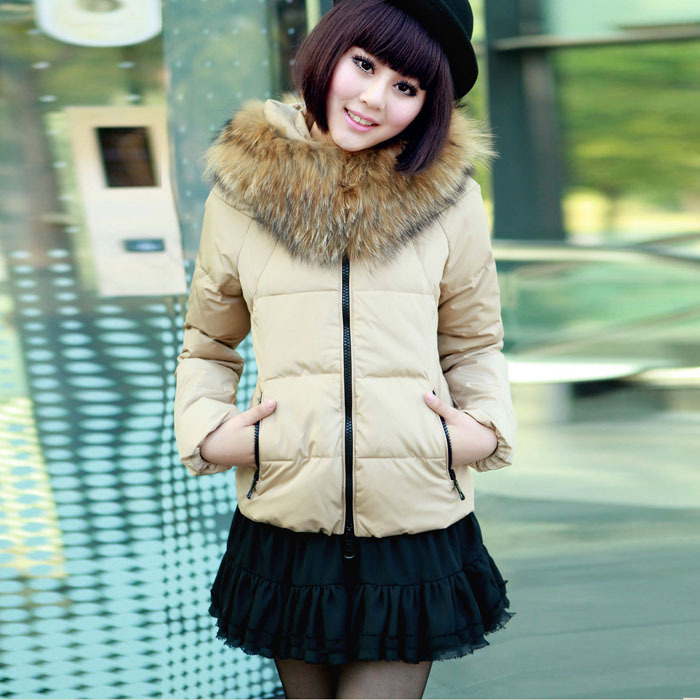 Women's 2012 winter large fur collar short design all-match fashion thermal slim down coat outerwear female