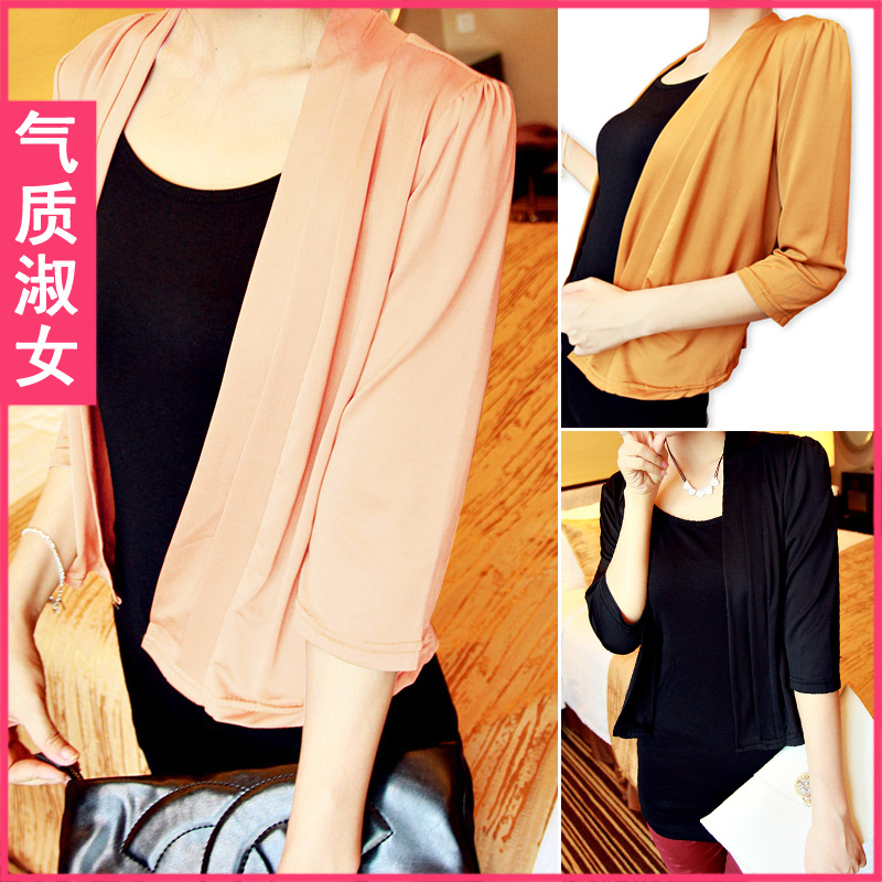 Women's 2012 winter three quarter sleeve solid color sunscreen small cardigan air conditioning shirt c248