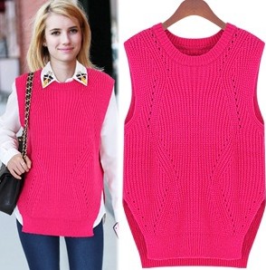 Women's 2013 spring fashion all-match casual solid color vest sweater