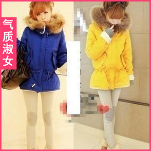 Women's 2013 spring hooded long-sleeve medium-long solid color thickening wadded jacket thermal cotton-padded jacket c634 spring