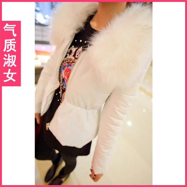 Women's 2013 spring lace fur collar thick wadded jacket short design slim cotton-padded jacket cardigan leather clothing c365