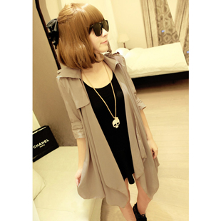 Women's 2013 spring new arrival fashion slim fifth sleeve chiffon patchwork trench