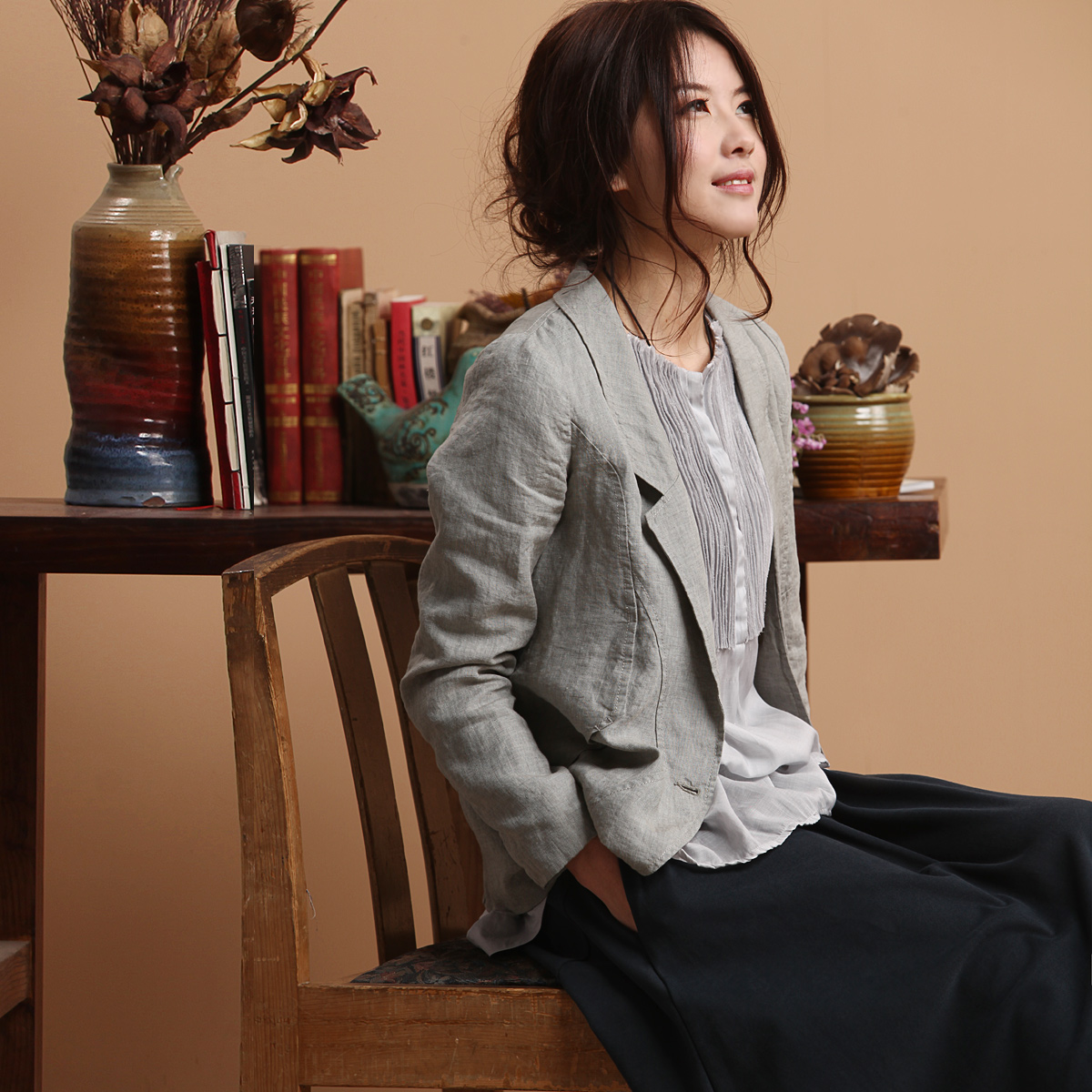 Women's 2013 spring new arrival fresh asymmetrical linen suit coat m13aw97