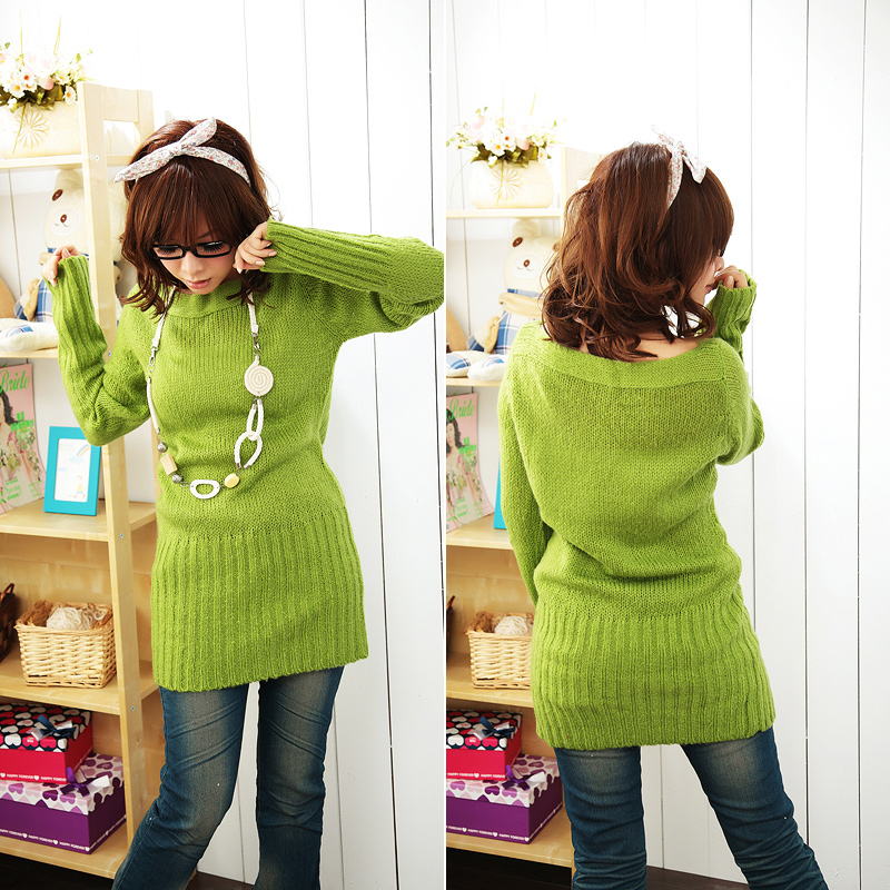 Women's 2013 spring solid color o-neck long-sleeve slim knitted sweater r265