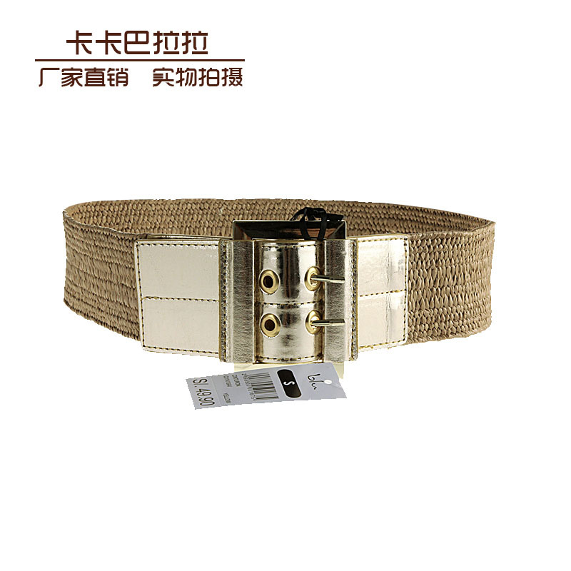 Women's all-match single leather cord knitted gold wide strap wide belt cummerbund