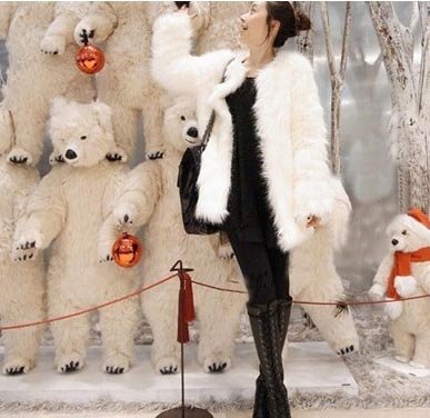 Women's  artificial fur cape hare wool faux outerwear winter female medium-long overcoat