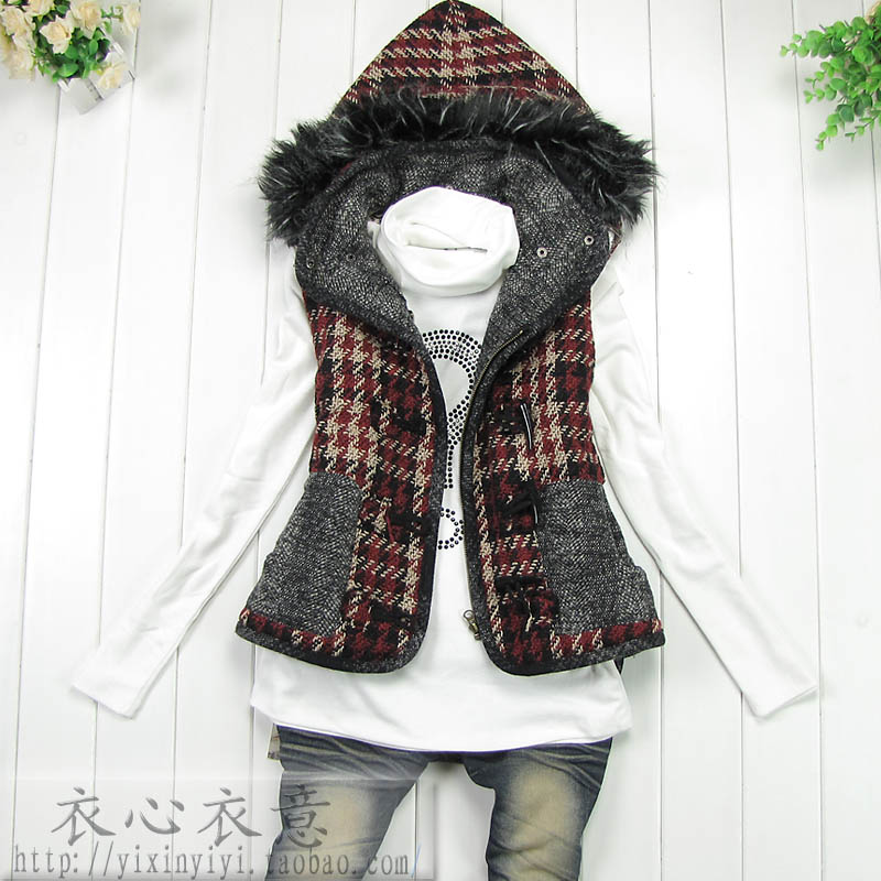 Women's autumn and winter fashion gentlewomen yarn vest type clip cotton vest outerwear cotton vest w025 Free shipping