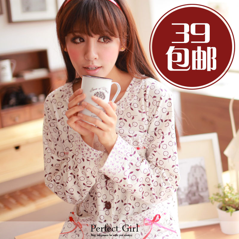 Women's autumn and winter long-sleeve cotton sleepwear twinset lounge female set lovely sleepwear