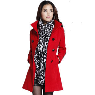 Women's autumn and winter woolen outerwear trench plus size new coat