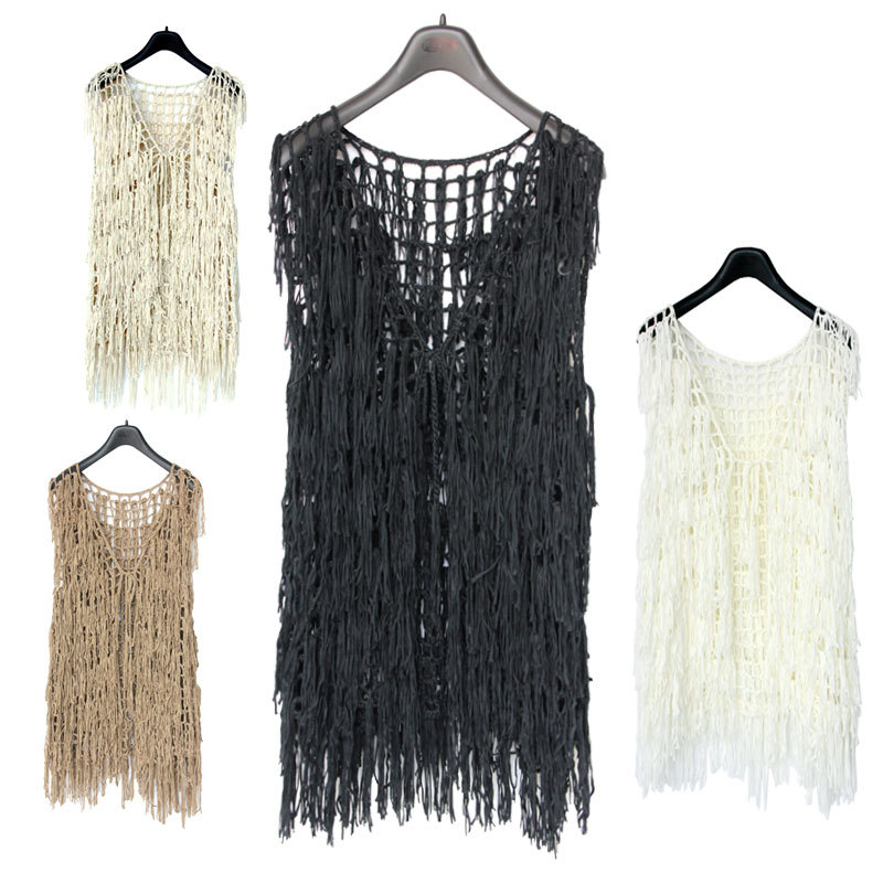 Women's autumn fashion handmade tassel vest bx2021p74