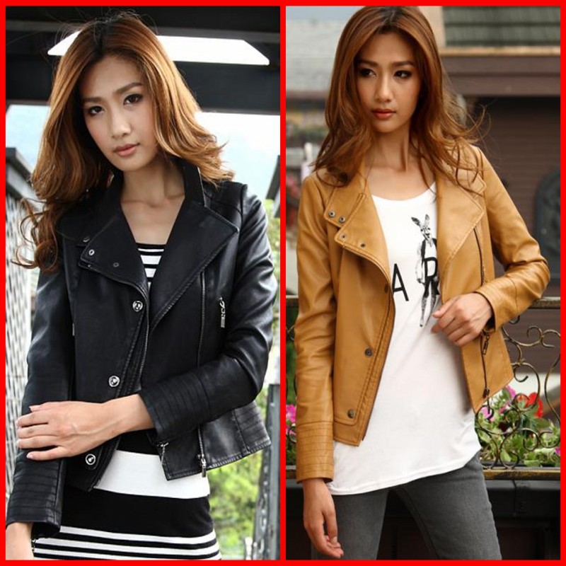 Women's autumn new arrival top leather clothing female short design slim PU women's leather clothing motorcycle outerwear