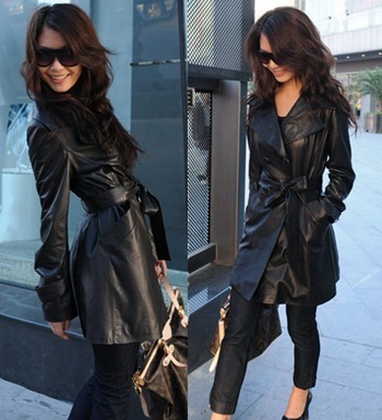 Women's autumn trench 2012 ccdd british style women's leather clothing sheepskin trench leather clothing