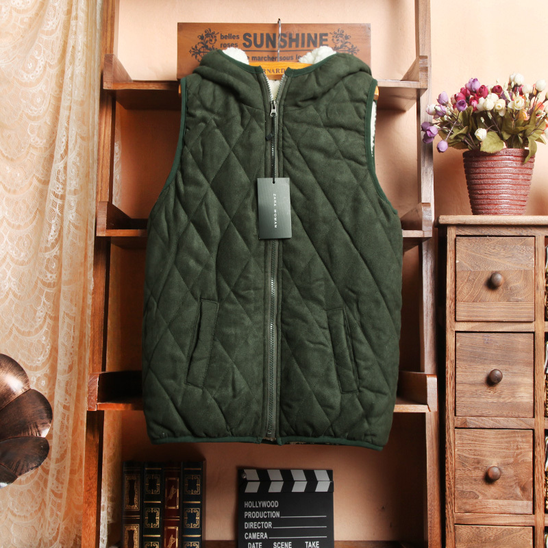 Women's autumn zipper with a hood sleeveless vest outerwear m155-124