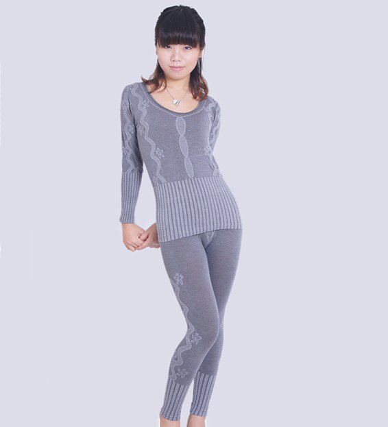 Women's Bamboo Charcoal Fiber Massager Seamless Slimming Suit,Winter Warm Thermal Underwear Set,Free Shipping