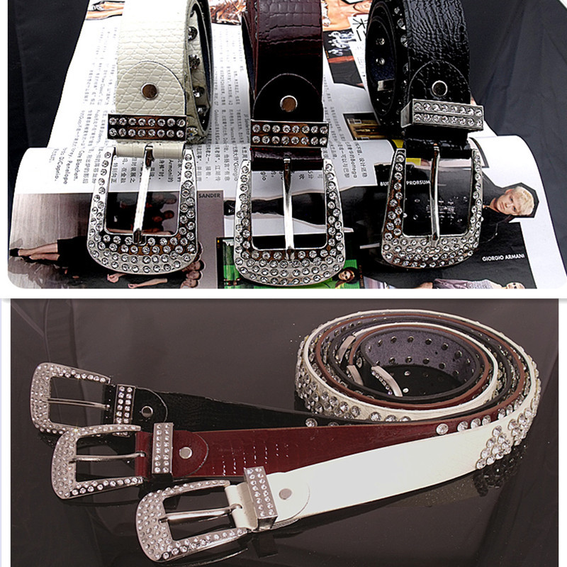 Women's belt 2012 all-match fashion genuine leather rhinestone belt women's strap genuine leather belt