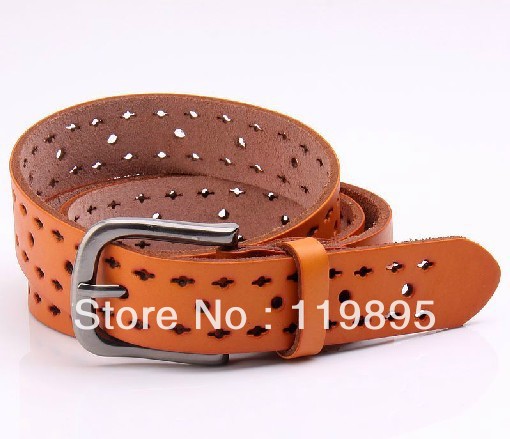 Women's belt men's strap women's male genuine leather cutout strap jeans fashion belt