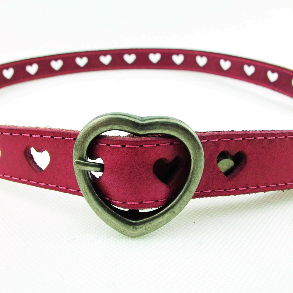 Women's belt women's strap cowhide genuine leather heart cutout embossed red plum brown